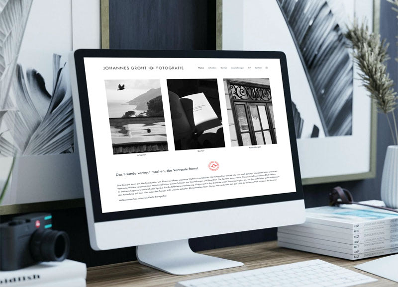 Ansicht der Homepage johannesgroht.de auf einem Desktop-Computer.