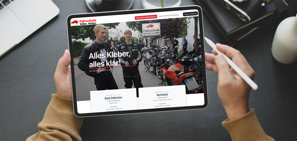 Homepage der Fahrschule Klever in Schleswig-Holstein.