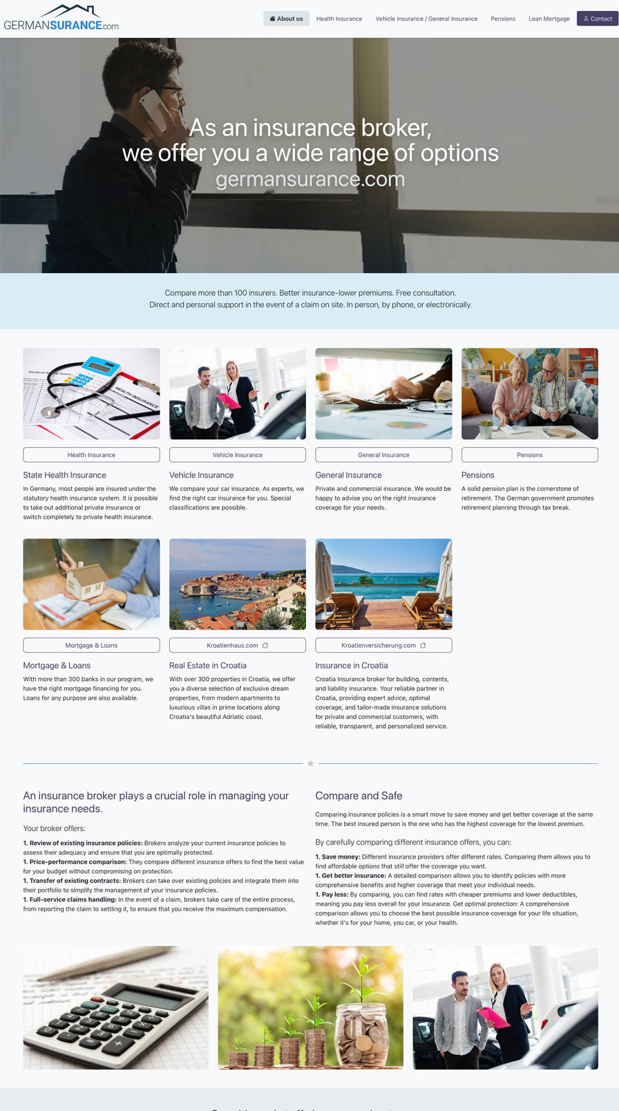 Gesamte Ansicht der Homepage