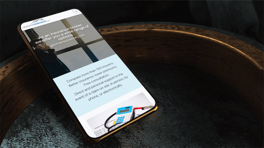 Ansicht der Website auf einem Smartphone