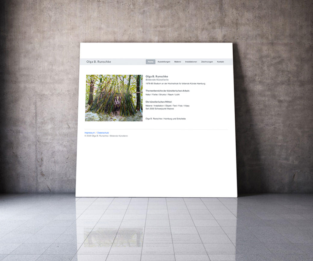 Homepage der Kunst-Website von Olga B. Runschke