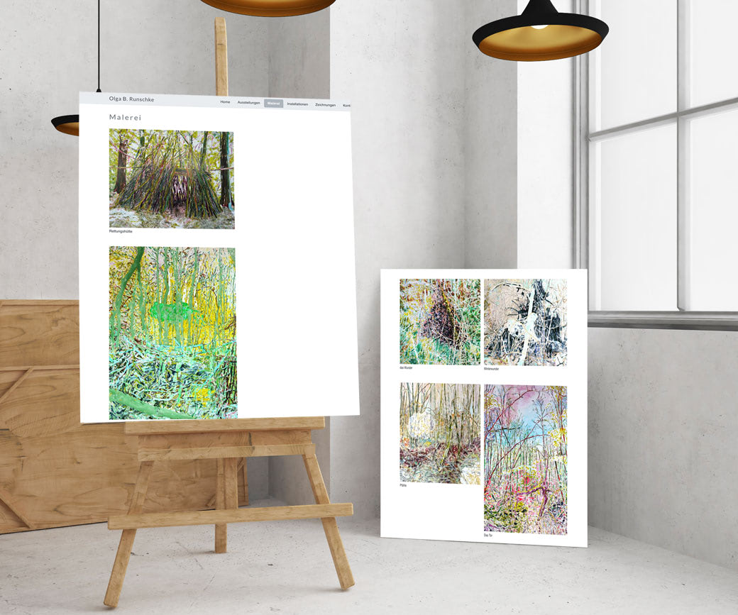 Seitenansicht der Arbeiten von Olga B.Runschke