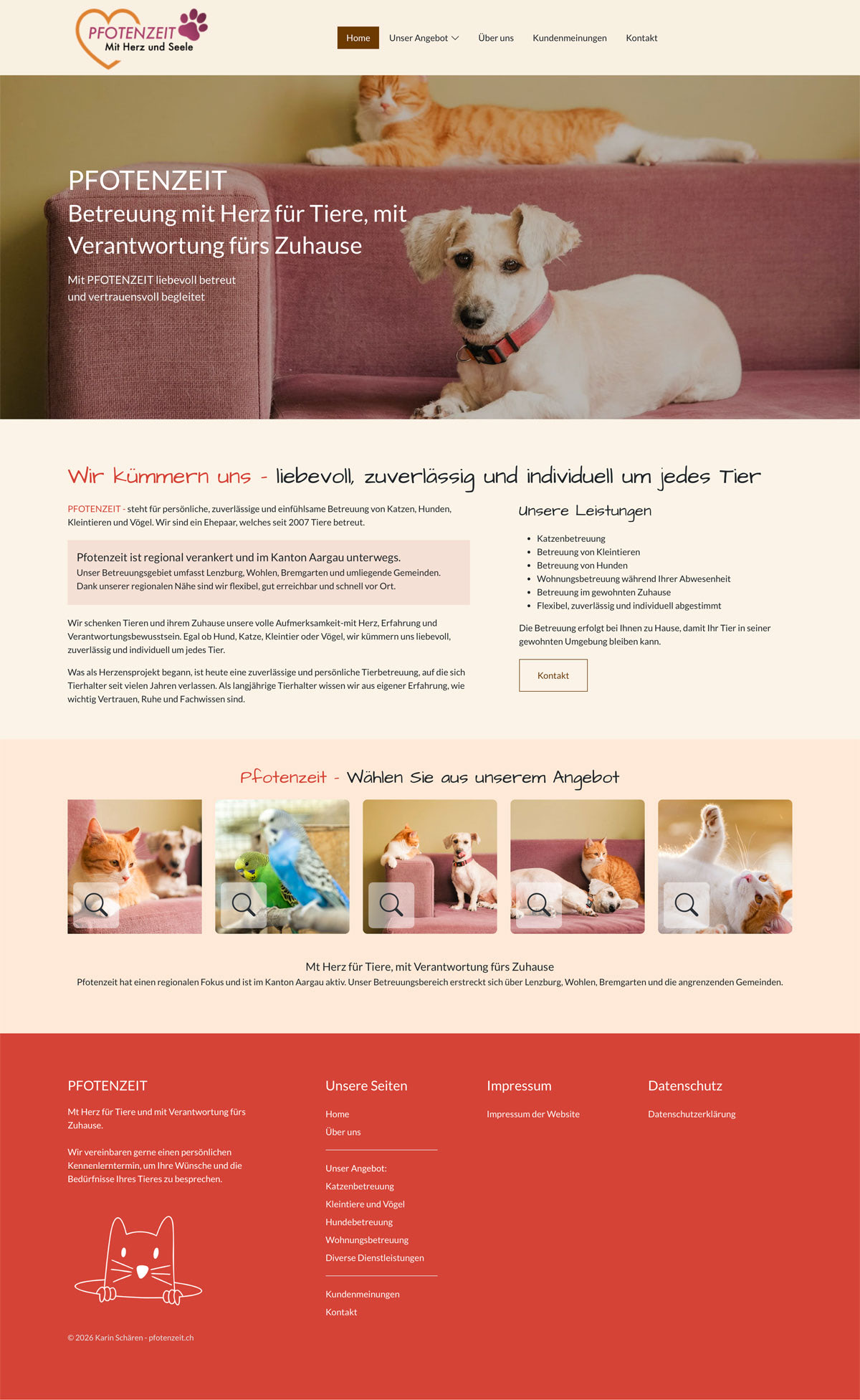 Homepage der Website von Pfotenzeit