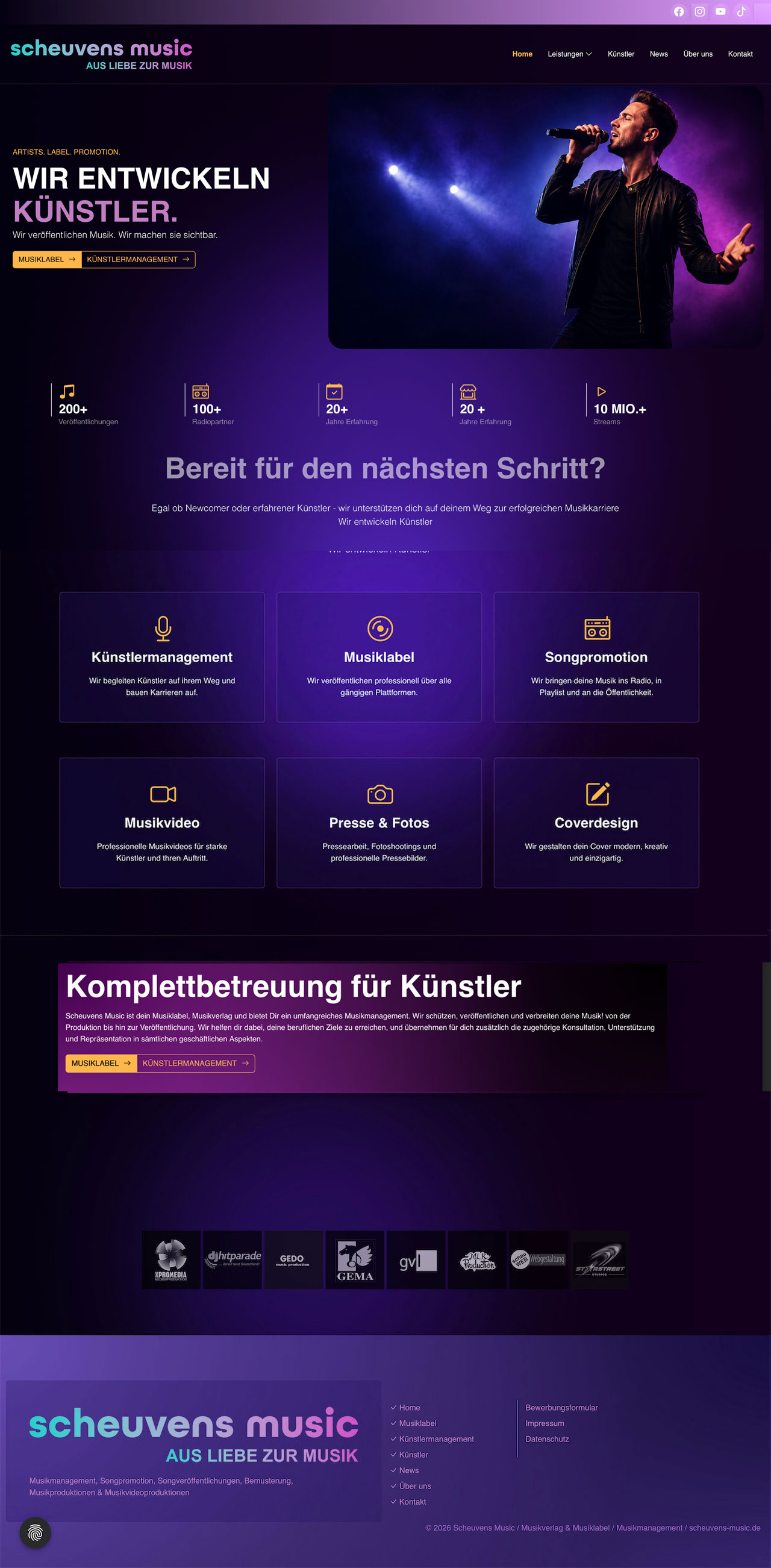 Website von Scheuvens Music aus Duisburg.