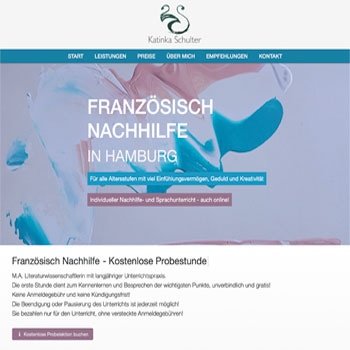 Homepage Ansicht der Website Katinka Schulter