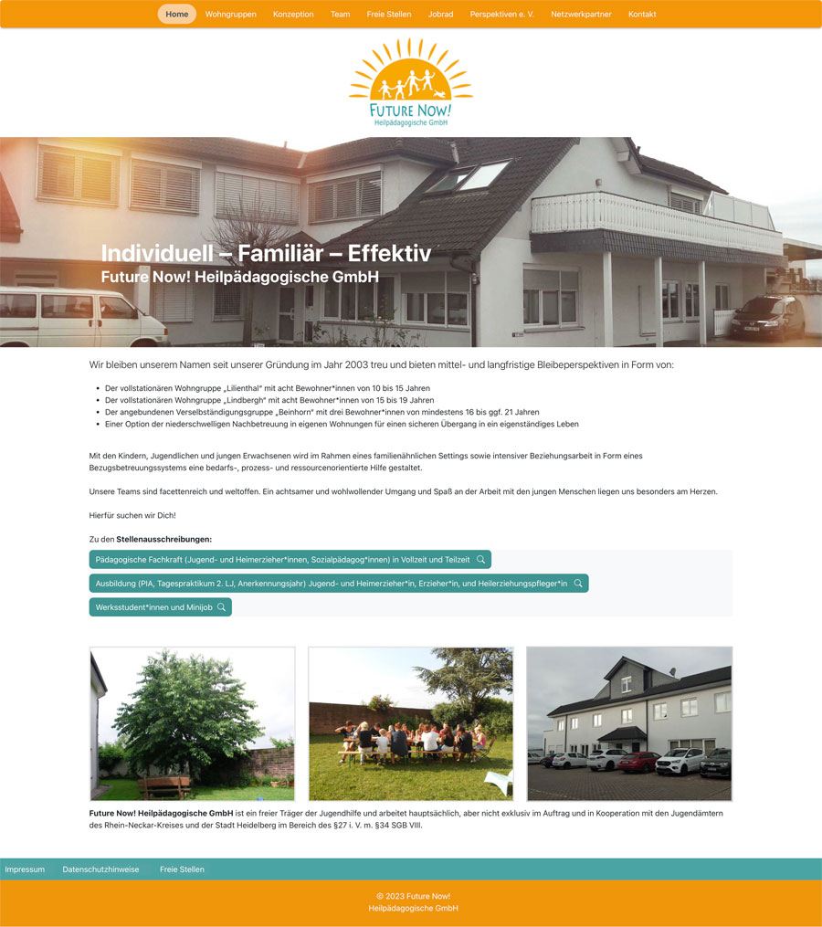 Website von Future Now! Heilpädagogische GmbH