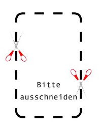 Zettel mit der Aufschrift Bitte ausschneiden