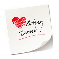 Notizzettel mit Schriftzug "Herzlichen Dank!"