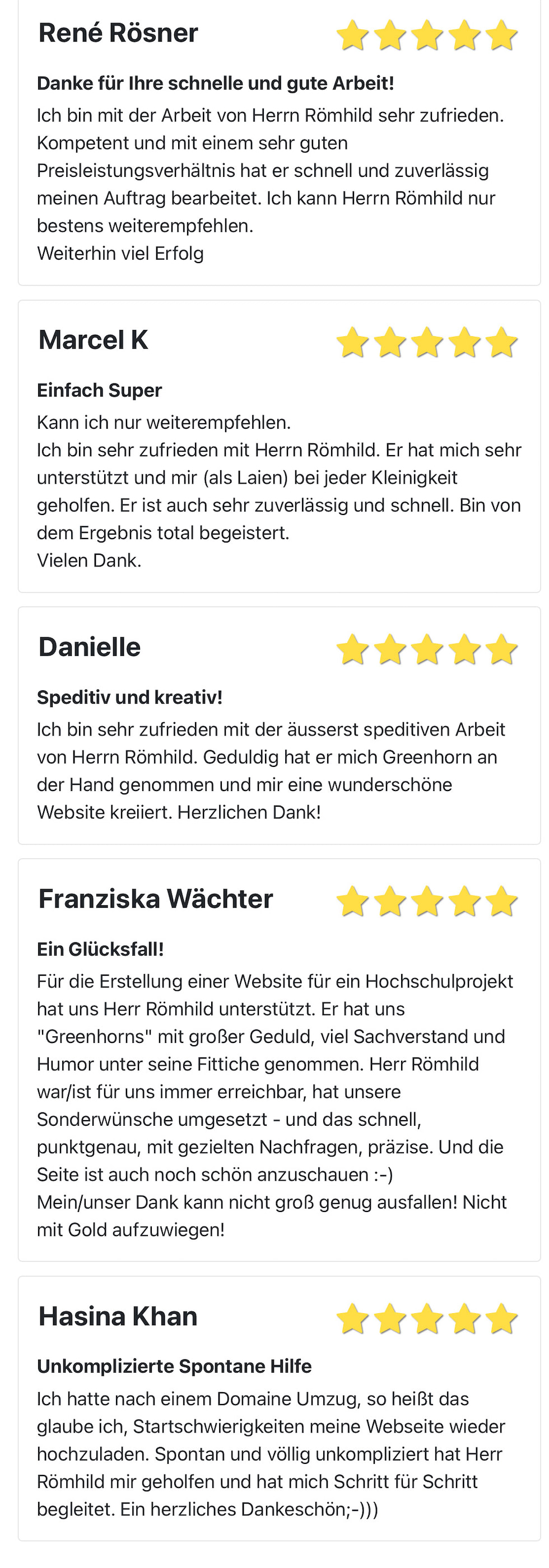 Screenshot Kunden-Meinungen