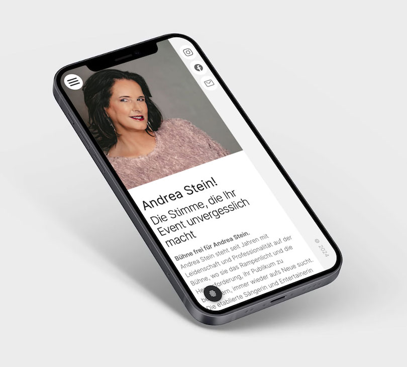 Vorschau der Homepage von Andrea Stein als Smartphone Ansicht