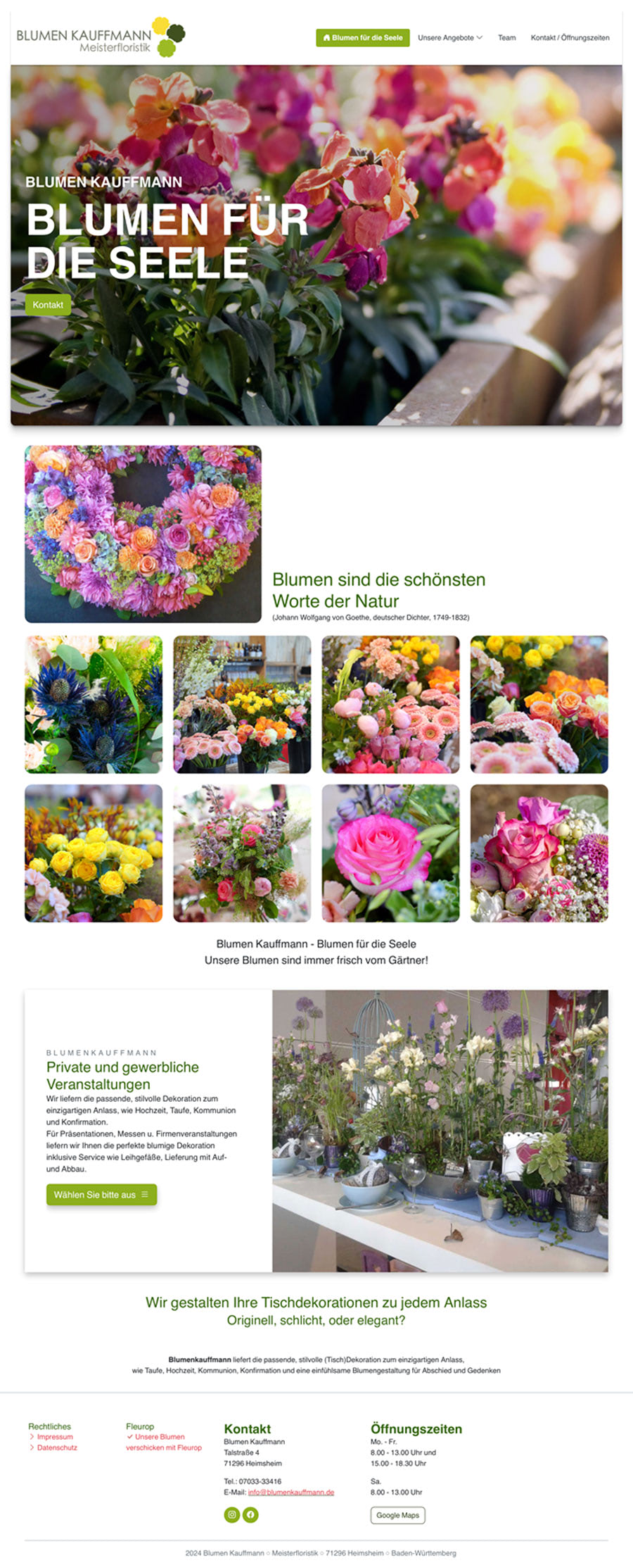 Vorschau der Startseite der Website Blumen Kauffmann