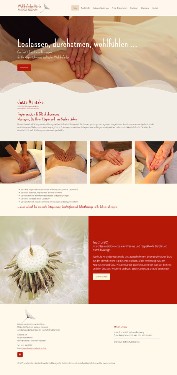 Ansicht der Homepage www.wohlbefinden-huerth.de
