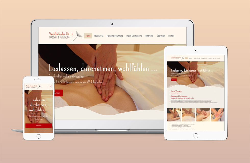 Ansicht Website in der Responsive Webdesign Technik.