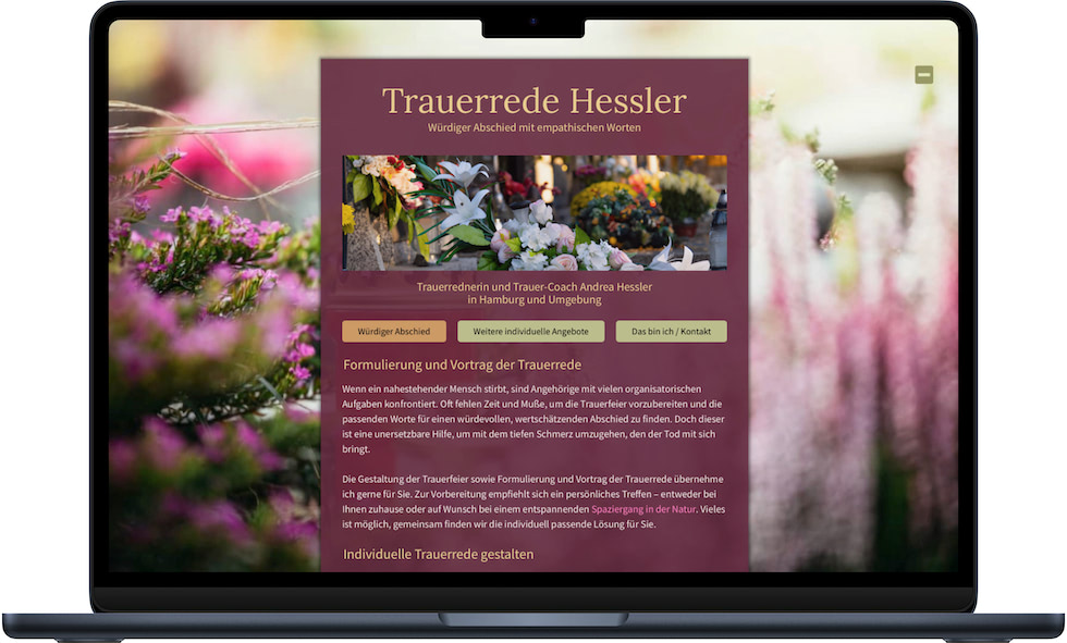 Homepage Trauerrednerin und Trauer-Coach Andrea Hessler