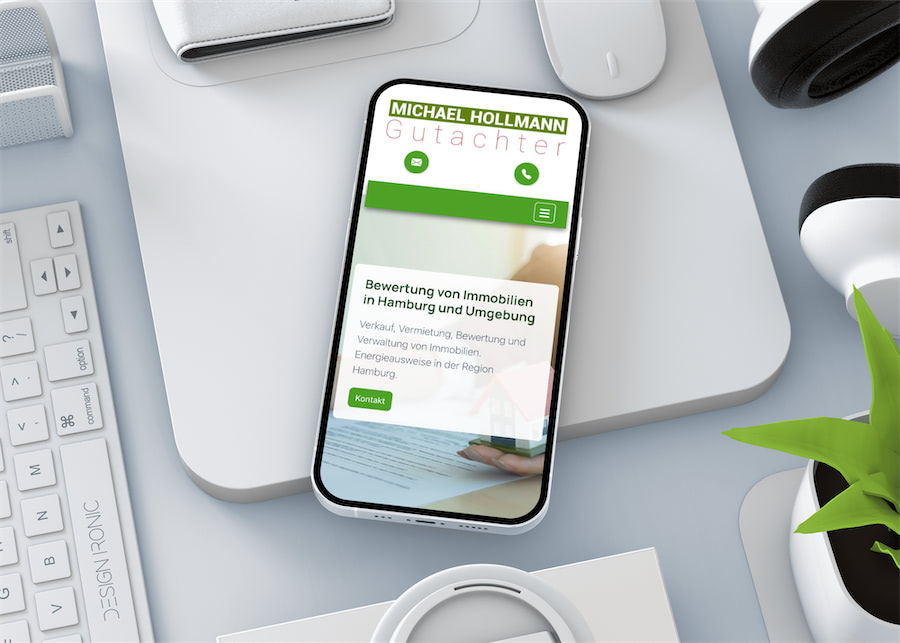 Smartphone Ansicht der Website von Michael Hollmann.