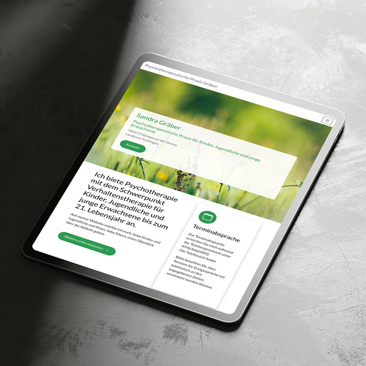 Darstellung der Website Psychotherapeutische Praxis Gräber