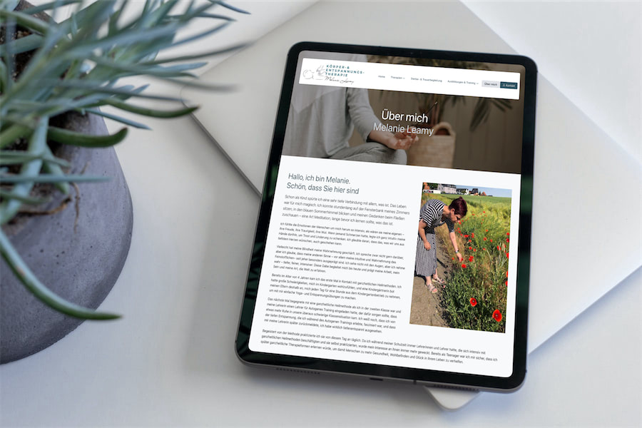 Ansicht der Website auf einem iPad