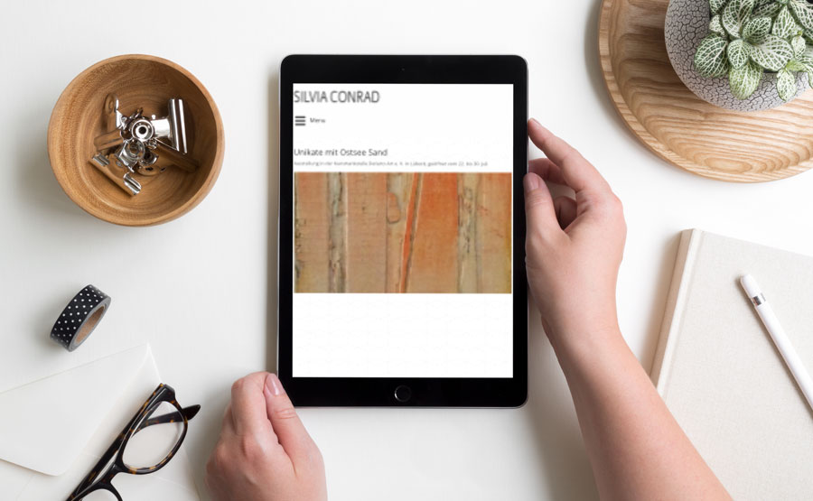iPad Vorschau der Website von Silvia Conrad