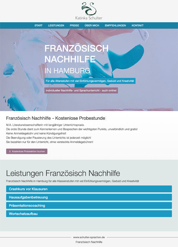 Vorschau moderne Website SinglePage von Katinka Schulter aus Hamburg