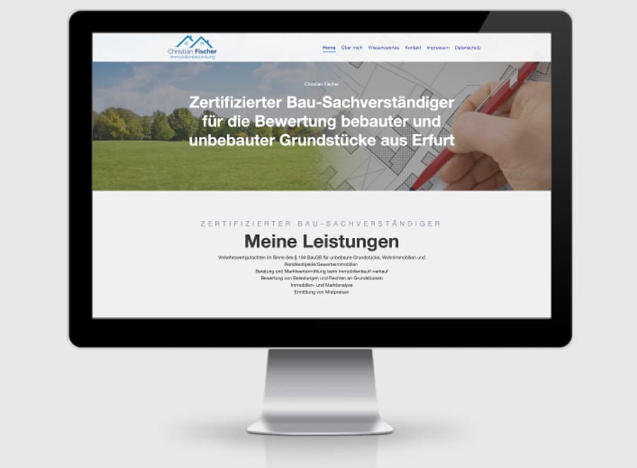 Darstellung der Website von Immobilienbewertung Christian Fischer