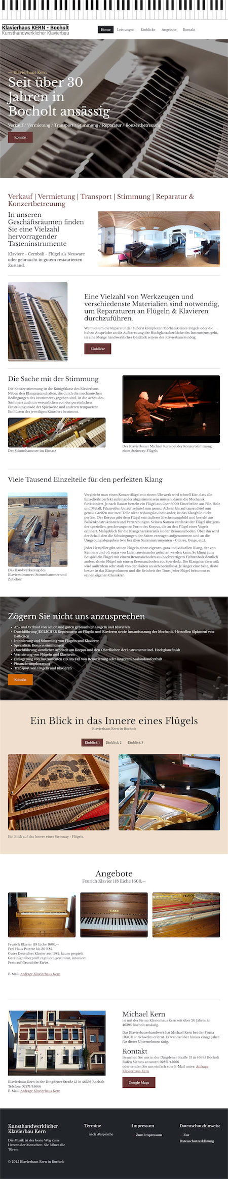 OnePage Website Klavierbauer