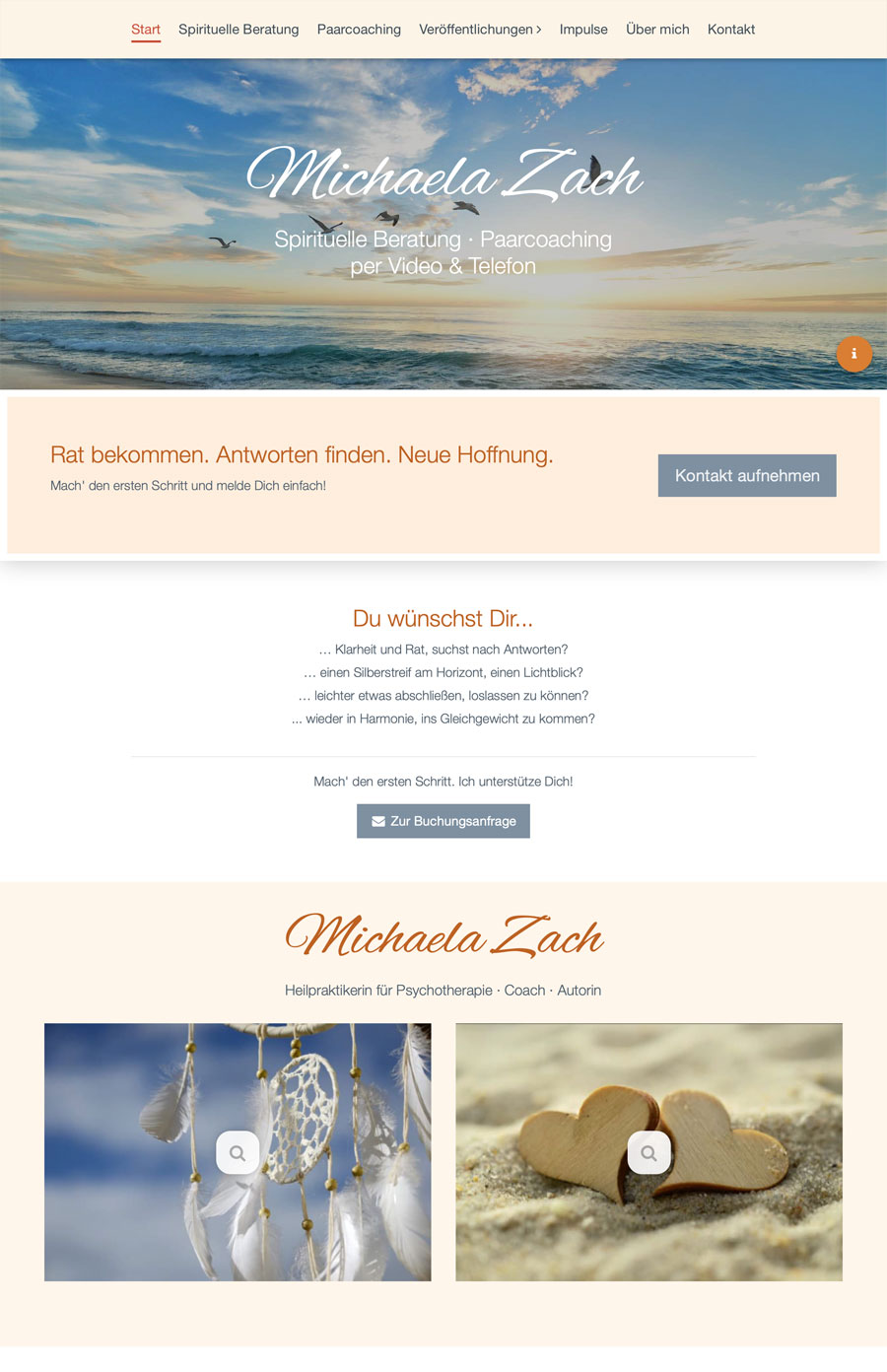 Vorschau der Website von Michaela Zach